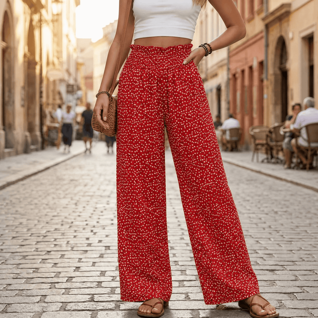 Vivara – Flowy High Waist Pull On Pants Red