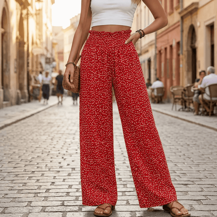 Vivara – Flowy High Waist Pull On Pants Red