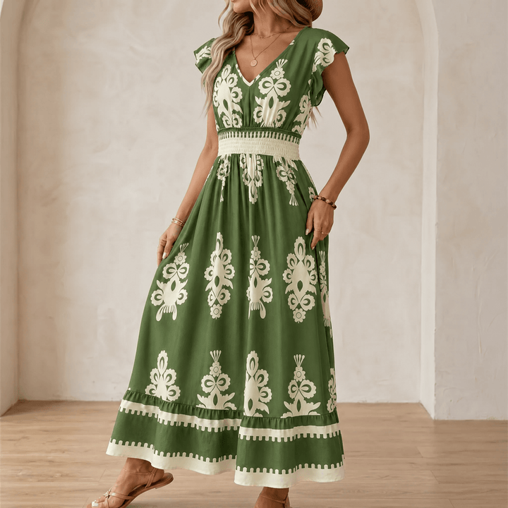 Vivara – Women's Baroque Print Maxi Dress Green