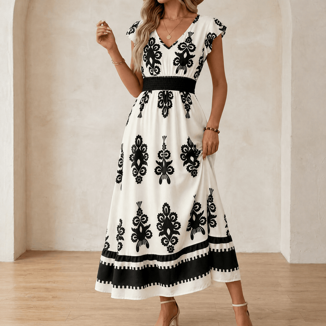Vivara – Women's Baroque Print Maxi Dress White