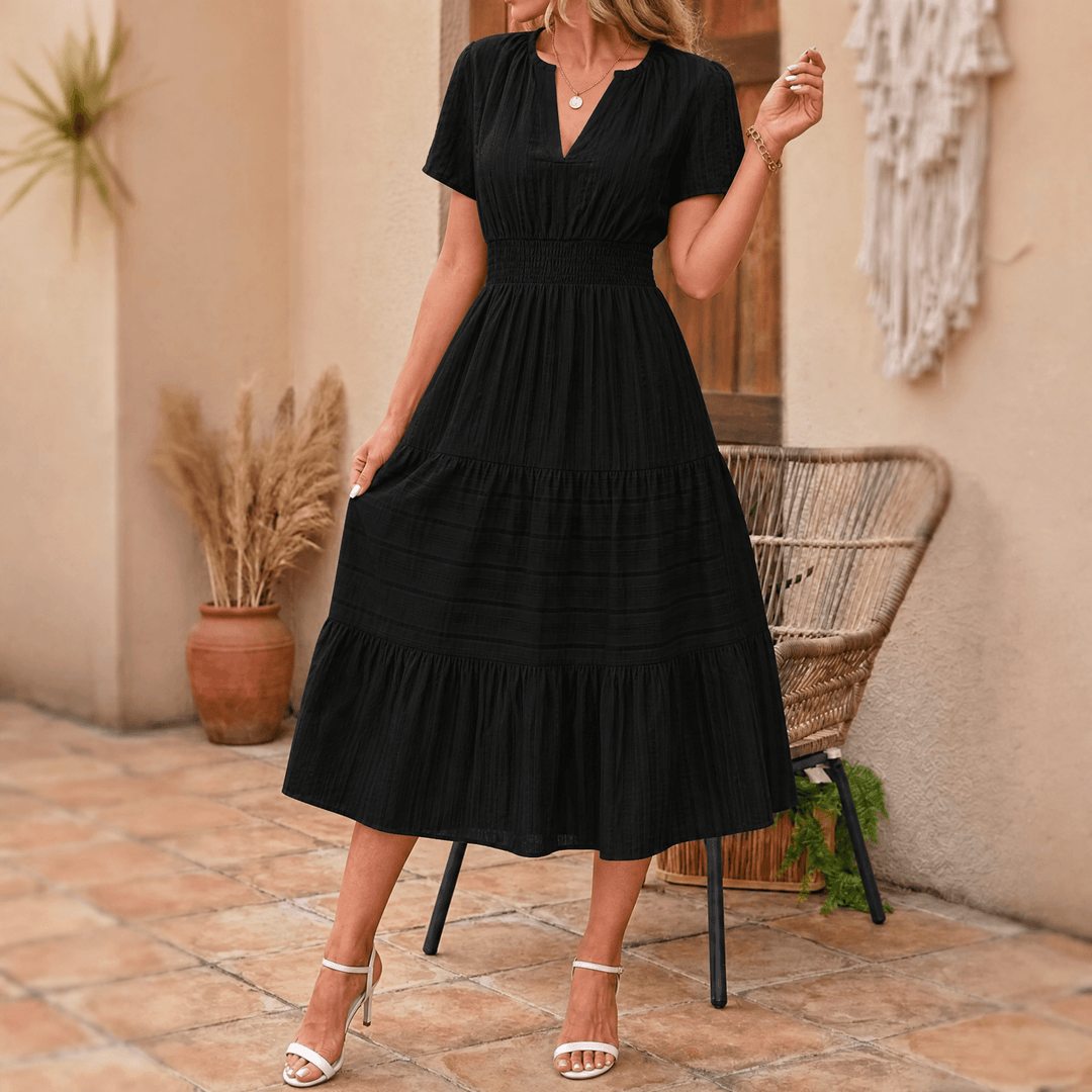 Vivara – Women's Flowing V-Neck Summer Maxi Dress black