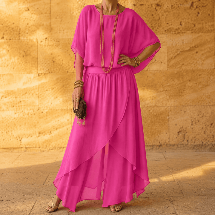 Vivara – Women's Flowy Chiffon Two Piece Set Hot Pink / S