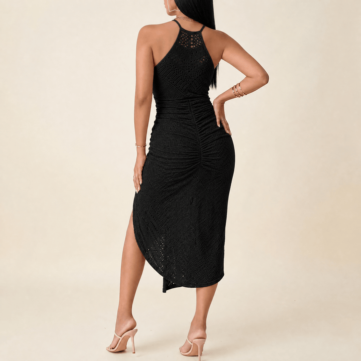 Vivara – Women's Lace Halterneck Maxi Dress Black