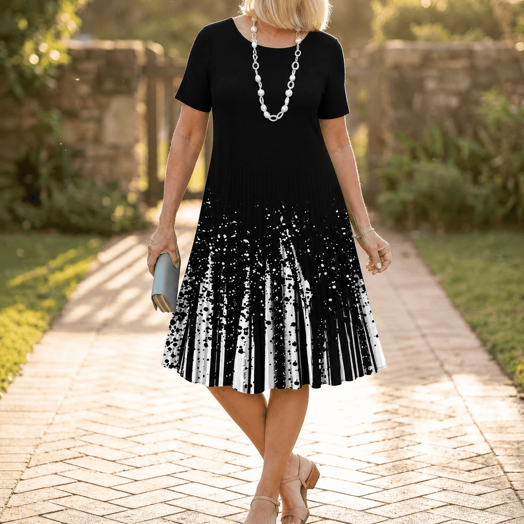 Vivara – Women's pleated gradient print dress Black Splash