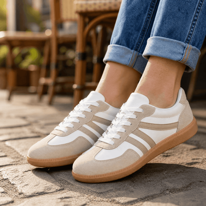Vossa - Women's Cushioned Retro Sneakers Cream / 4