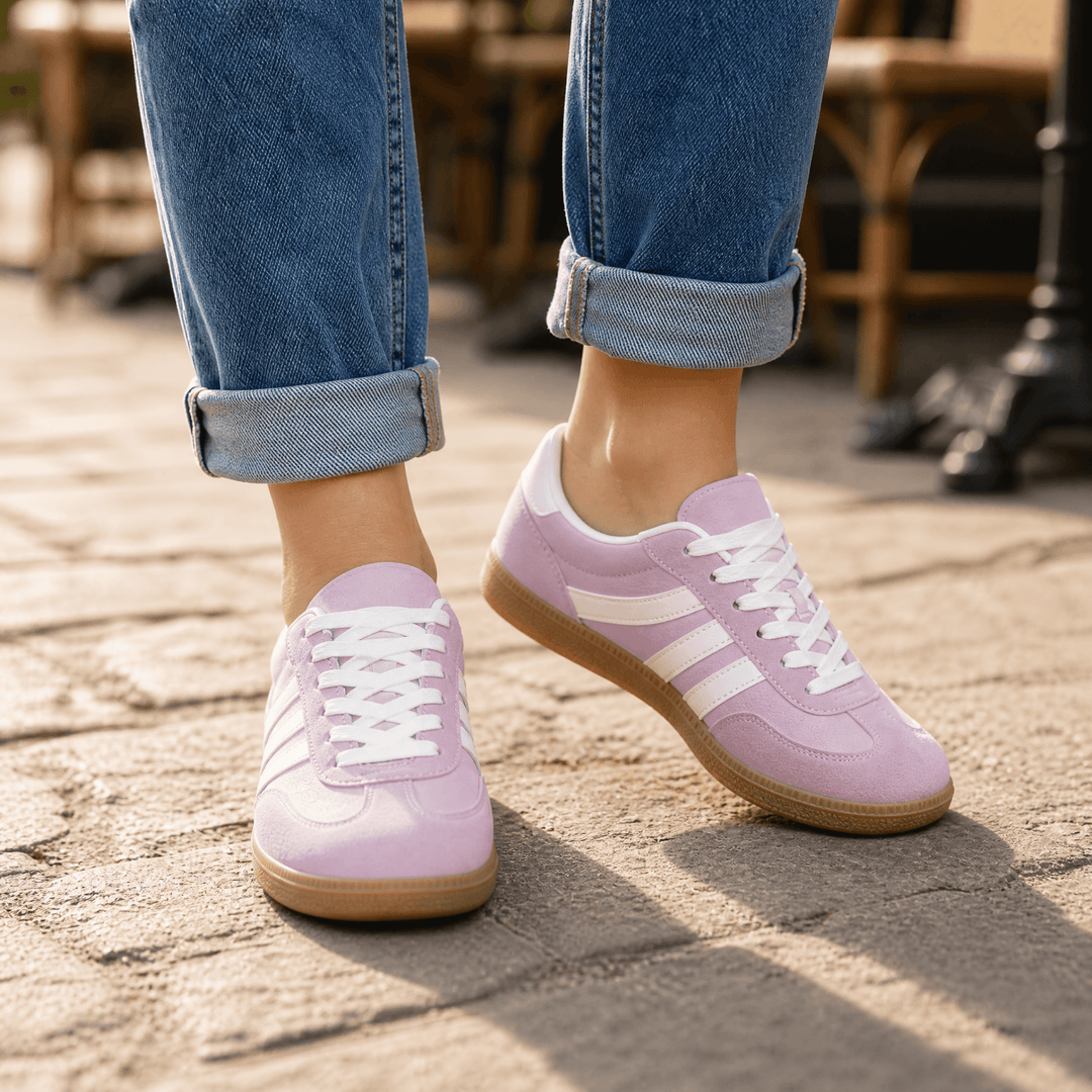 Vossa - Women's Cushioned Retro Sneakers Dusty Pink / 4