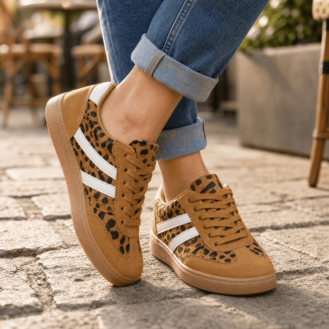 Vossa - Women's Cushioned Retro Sneakers Leopard Print / 4