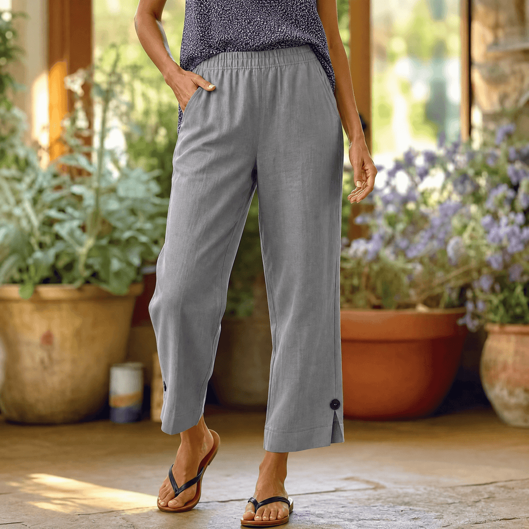 Womee – Women's Soft-Stretch Cropped Pants Gray