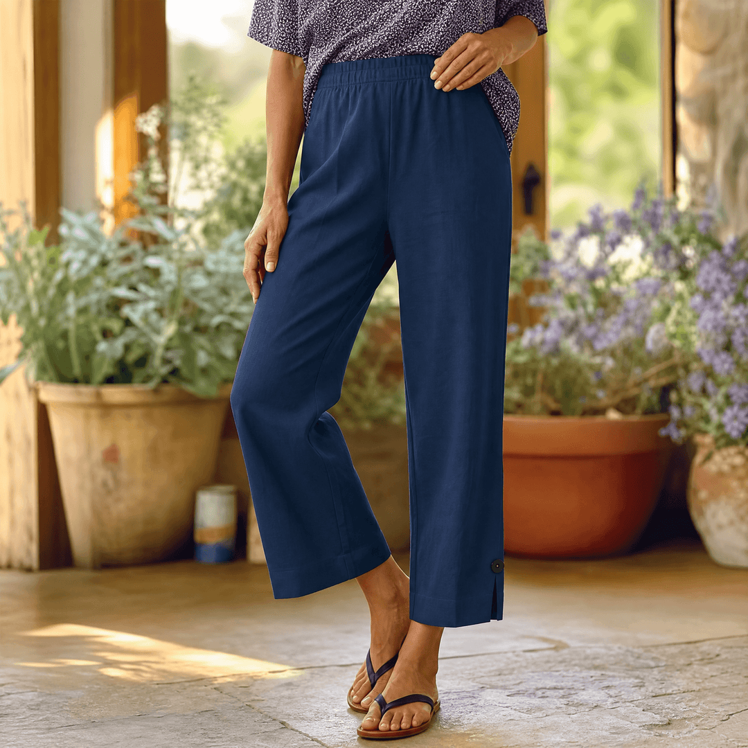 Womee – Women's Soft-Stretch Cropped Pants Navy Blue