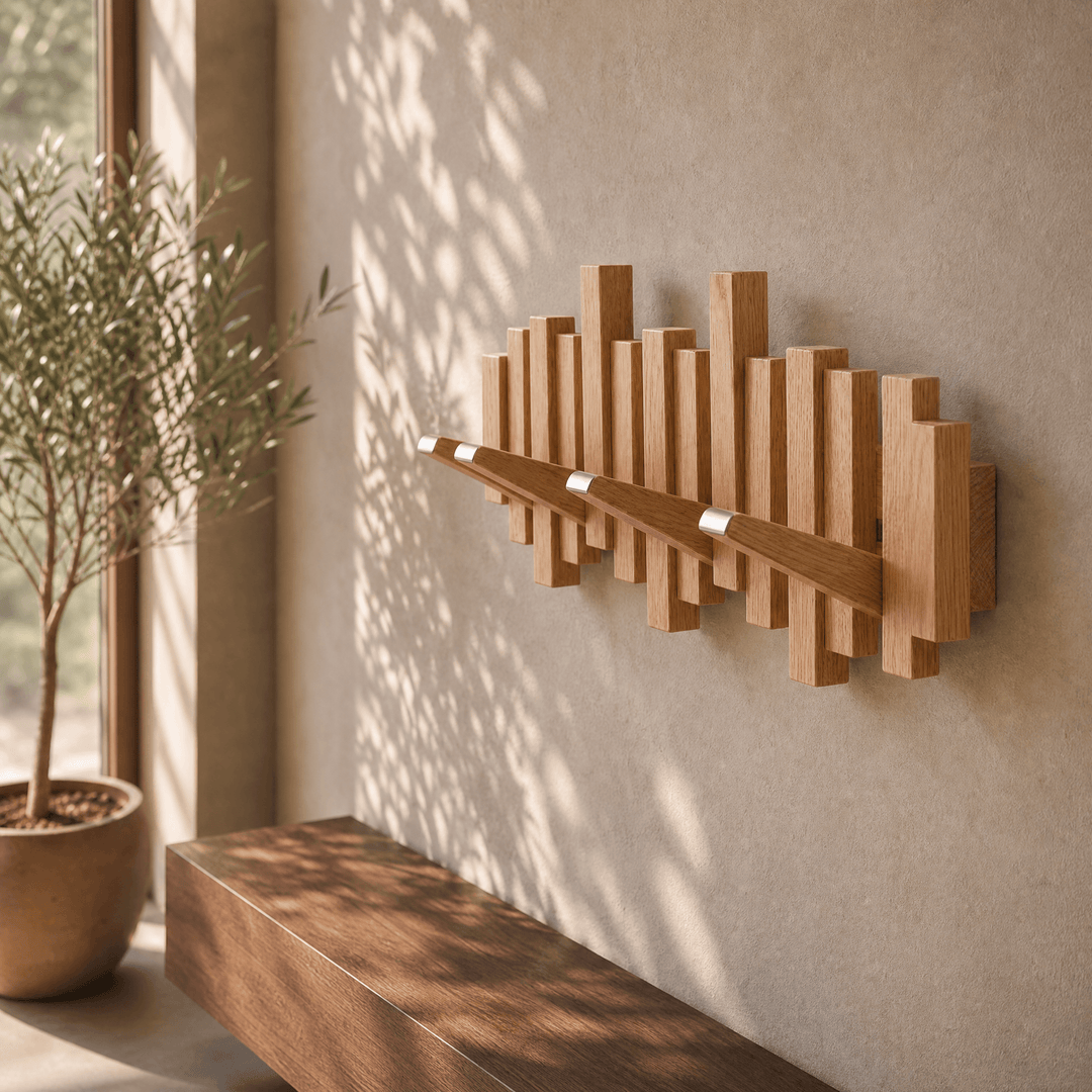 Wovenhall – Sculptural Wood Wall Coat Rack Oak / 3 hooks