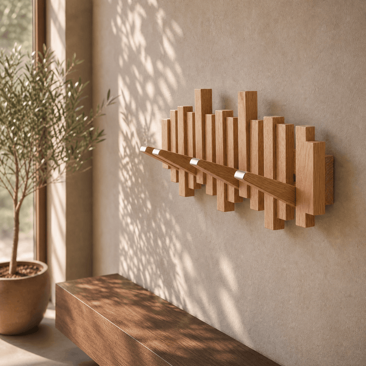 Wovenhall – Sculptural Wood Wall Coat Rack Oak / 3 hooks