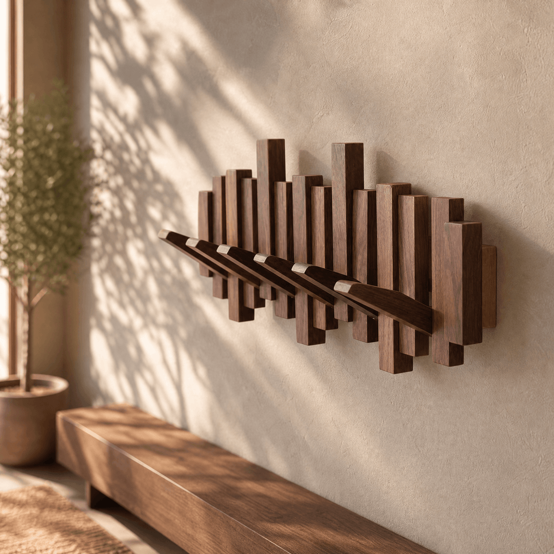 Wovenhall – Sculptural Wood Wall Coat Rack Walnut / 3 hooks