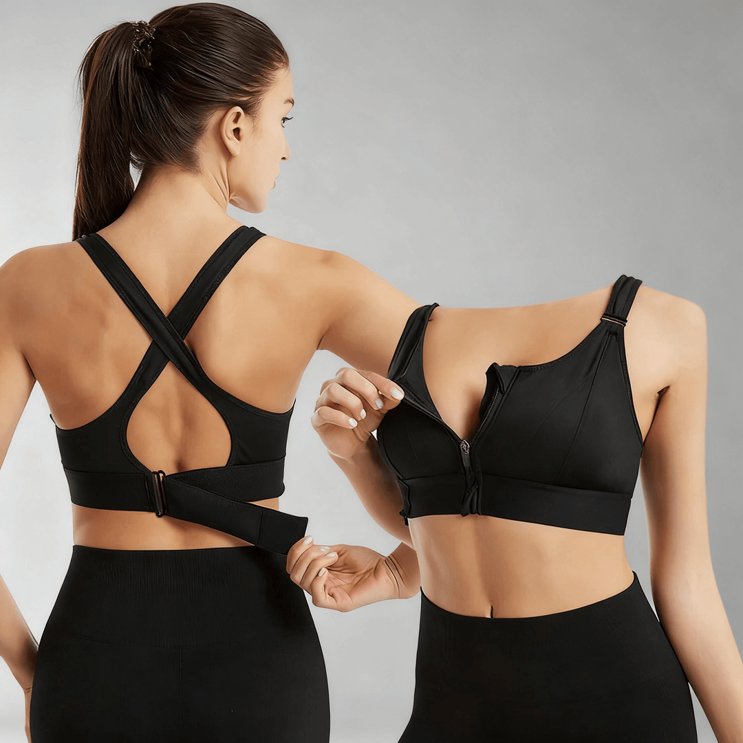 Zenvora – Supportive Anti-Shock Sports Bra Black / S