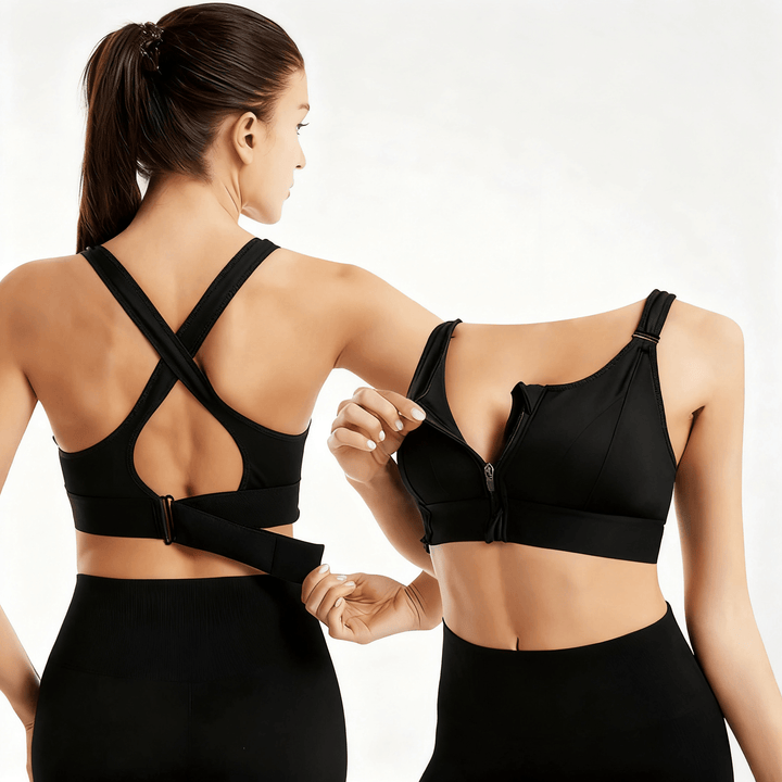 Zenvora – Supportive Anti-Shock Sports Bra Black