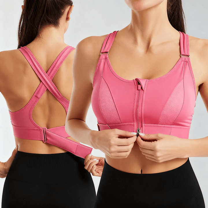 Zenvora – Supportive Anti-Shock Sports Bra Pink / S