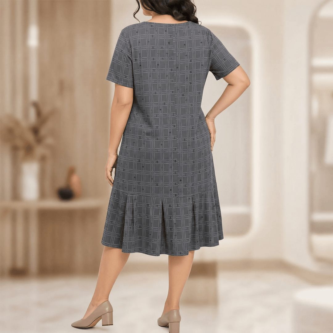 Zippella – Women's Zip-Front Midi Dress Charcoal Grey